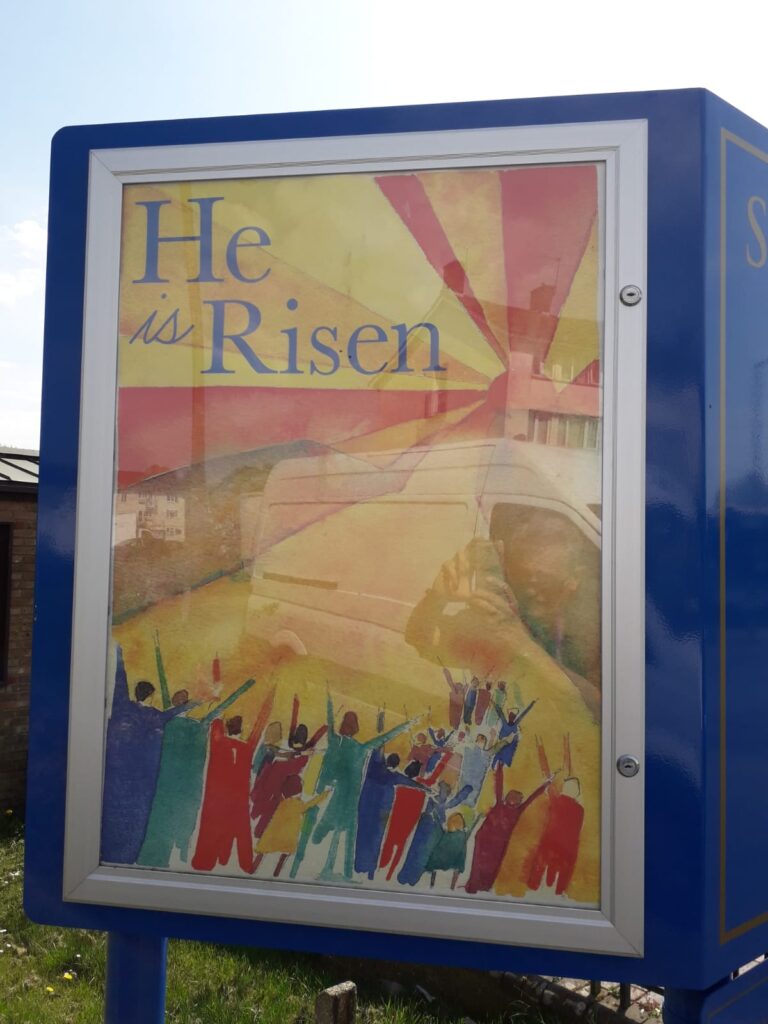 Notice board outside St Benedict's church