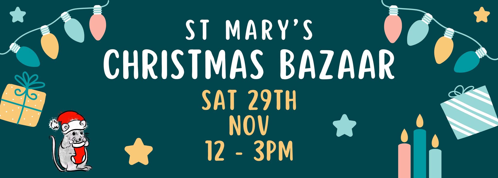 St Mary’s Christmas Bazaar, Saturday 29th November. 12 until 3pm. Everyone welcome.